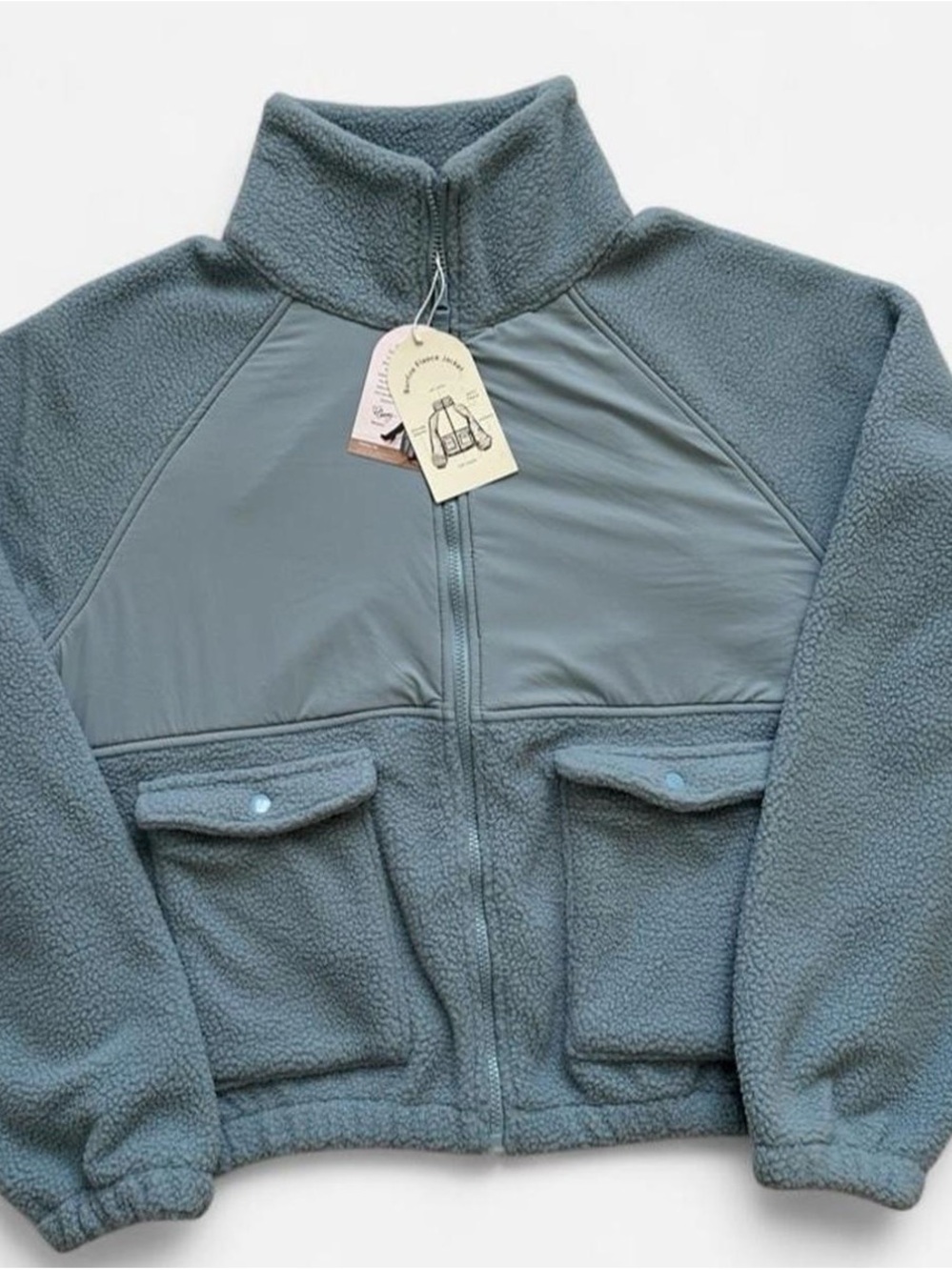 Blogilates Bonfire Fleece Jacket Light Blue Size S NWT